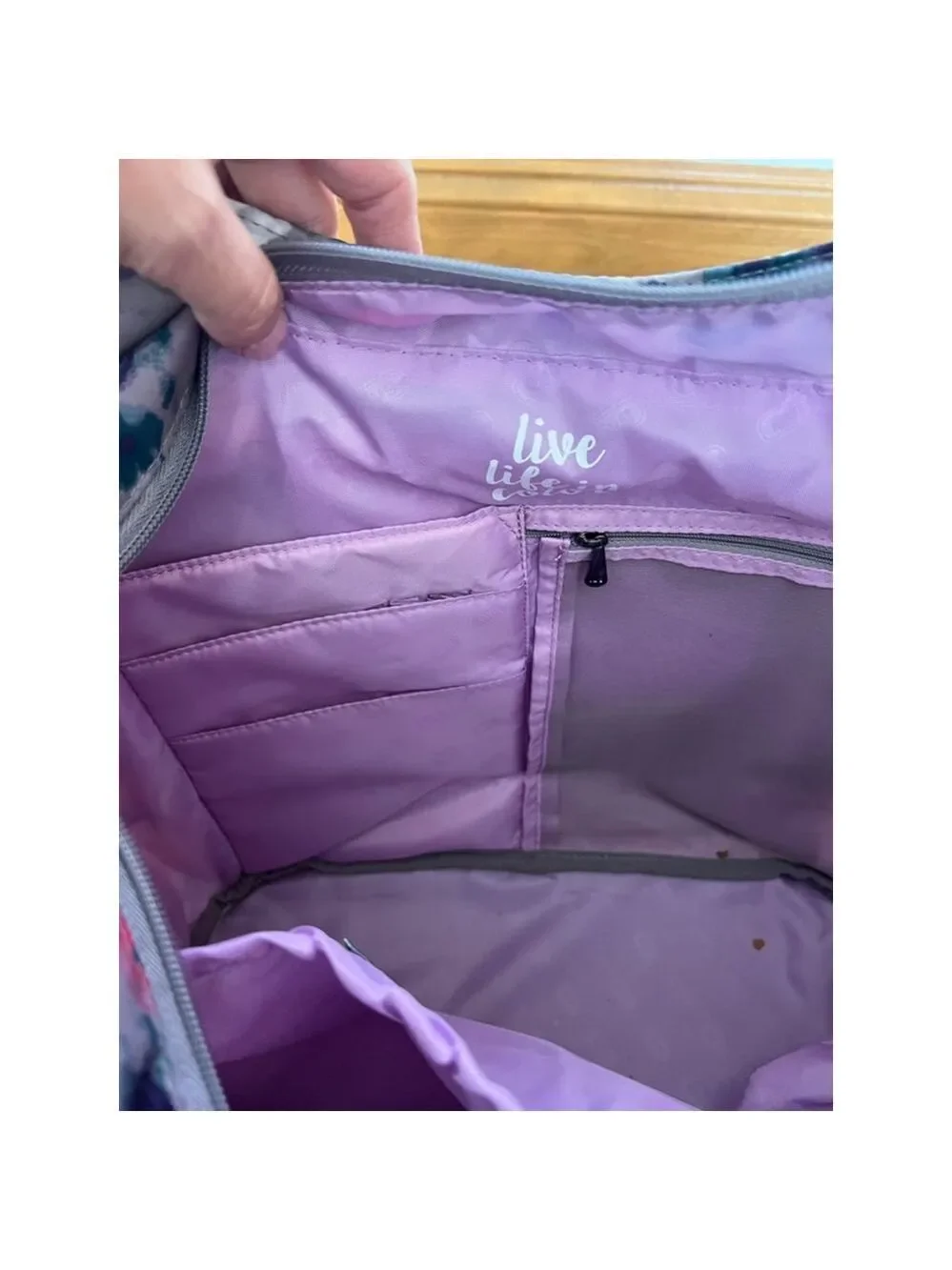 Women's Lug One Size Grey Pink Floral Puffer Hobo Bag